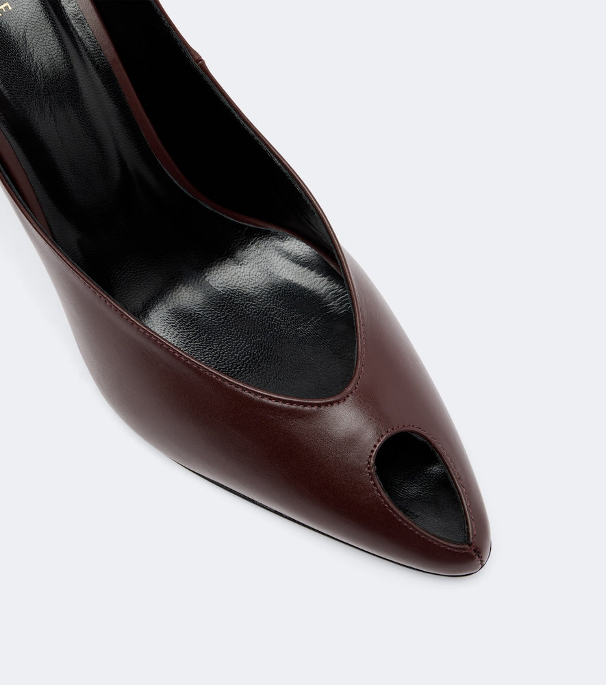JUDE Icon leather peep-toe pumps - Burgundy High-Heel Pumps