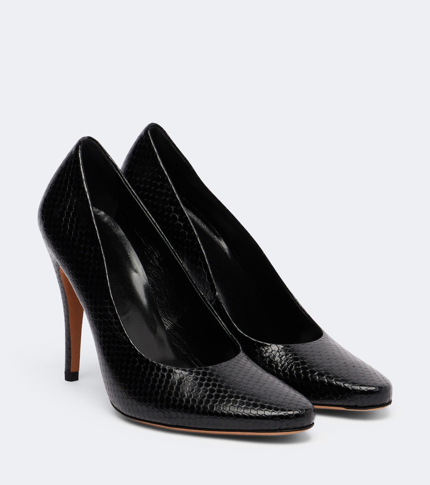 Black JUDE Jerry snake-effect leather pumps - High-Heel Pumps
