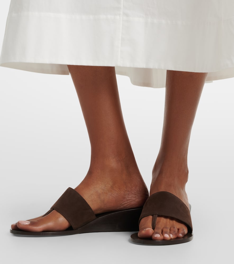 JUDE Lucille leather wedge thong sandals (Brown) - Heeled Sandals