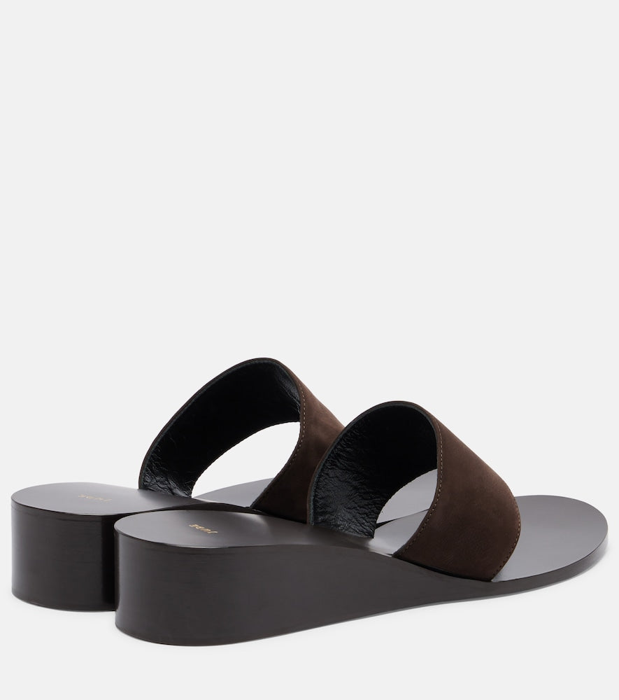 JUDE Lucille leather wedge thong sandals (Brown) - Heeled Sandals