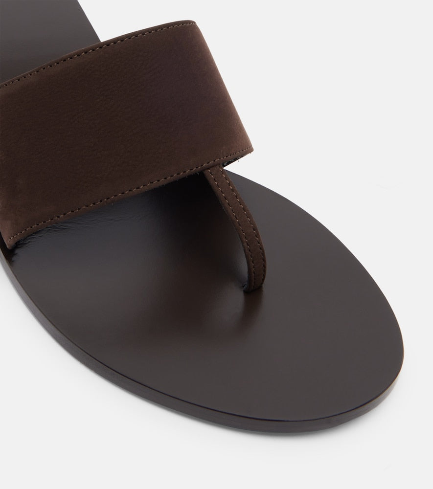 JUDE Lucille leather wedge thong sandals (Brown) - Heeled Sandals