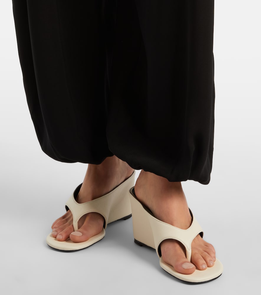 White JUDE Yaga leather wedge thong sandals - Heeled Sandals
