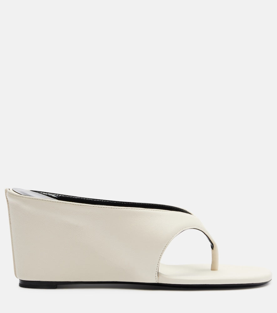 White JUDE Yaga leather wedge thong sandals - Heeled Sandals