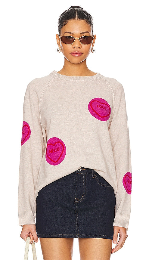 JUMPER 1234 All Over Love Hearts Sweater in Beige - JUMPER 1234 Pull Love Hearts All Over en Beige - JUMPER 1234 米色全身爱心毛衣 - JUMPER 1234 All Over Love Hearts Pullover in Beige - JUMPER 1234 올오버 러브 하트 스웨터베이지 색상 - JUMPER 1234 Maglione All Over Love Hearts in beige
