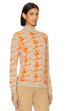 JUMPER 1234 All Over Ski Roll Collar Sweater in Light Grey,Orange