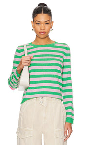 JUMPER 1234 Stripe Love Patch Crew in Green - JUMPER 1234 - Ras du cou à rayures Love Patch en vert - JUMPER 1234 绿色条纹 Love 贴布圆领上衣 - JUMPER 1234 Stripe Love Patch Crew in Grün - JUMPER 1234 스트라이프 러브 패치 크루 - JUMPER 1234 Stripe Love Patch Crew in verde