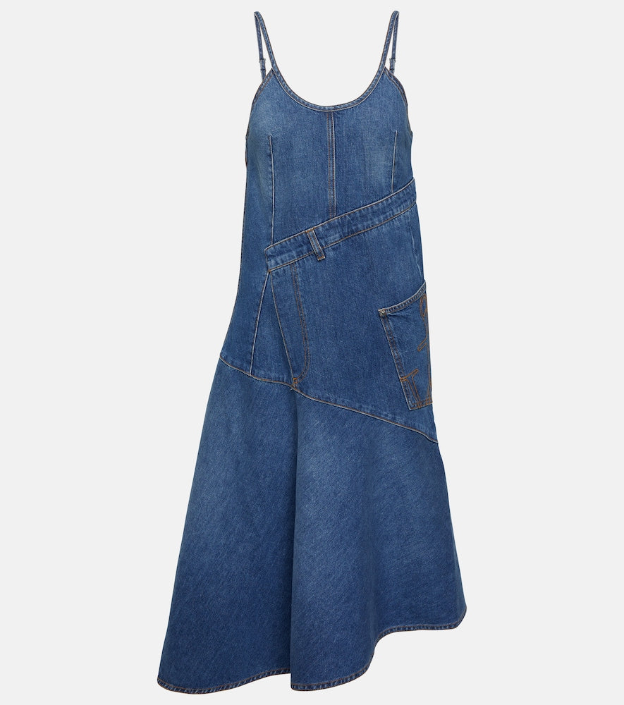 JW Anderson Asymmetric denim midi dress. JW Anderson 不对称牛仔中长连衣裙