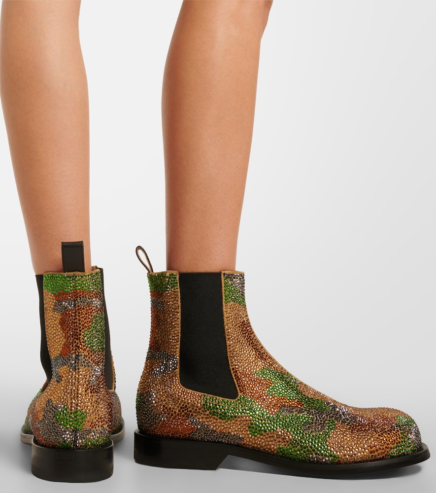 JW Anderson Camouflage embellished suede Chelsea boots