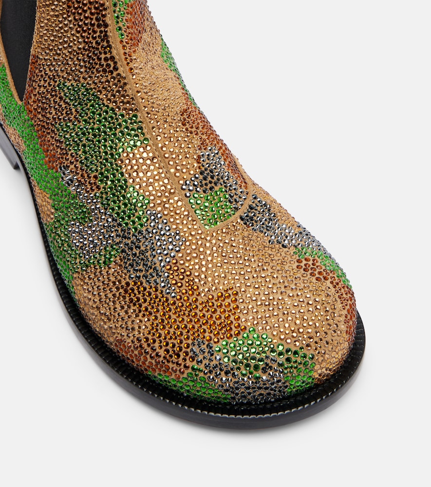 JW Anderson Camouflage embellished suede Chelsea boots
