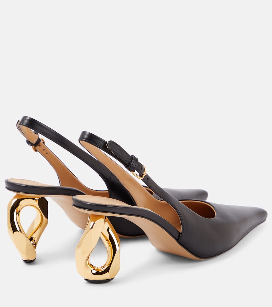 JW Anderson Chain Heel leather slingback pumps
