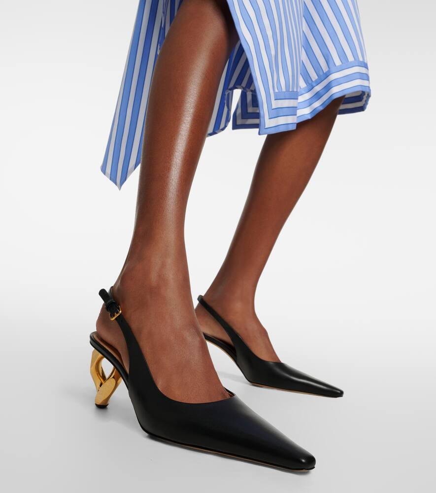 JW Anderson Chain Heel leather slingback pumps