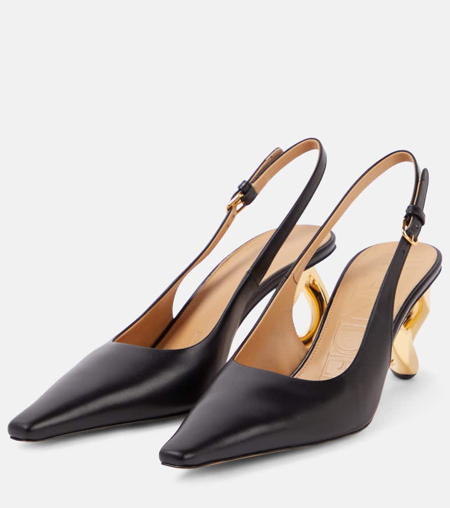 JW Anderson Chain Heel leather slingback pumps