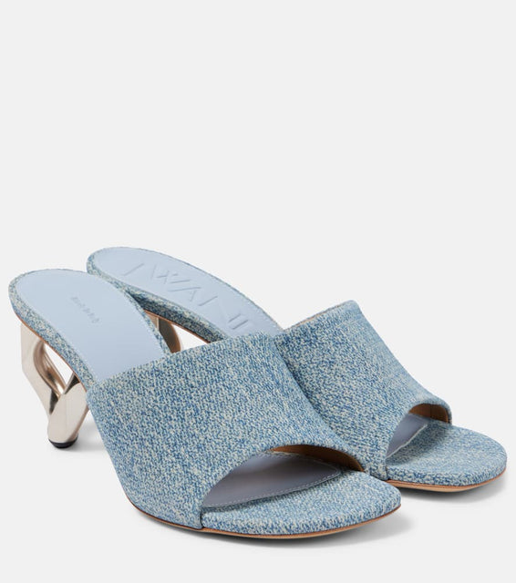 JW Anderson Leather-trimmed denim mules