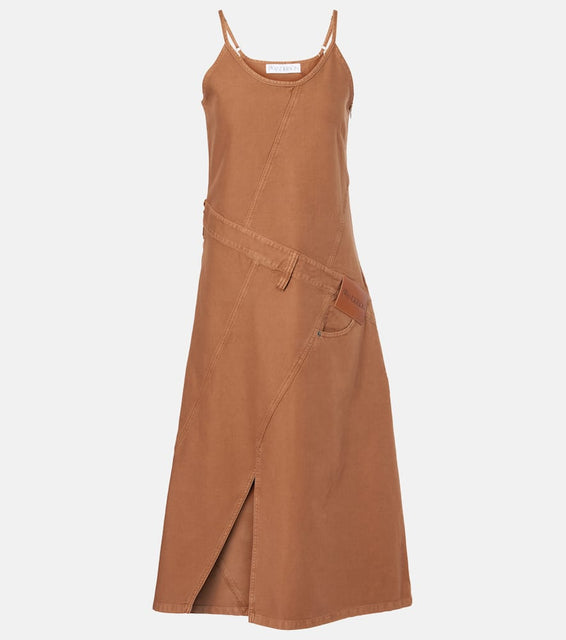 JW Anderson Logo asymmetric cotton midi dress