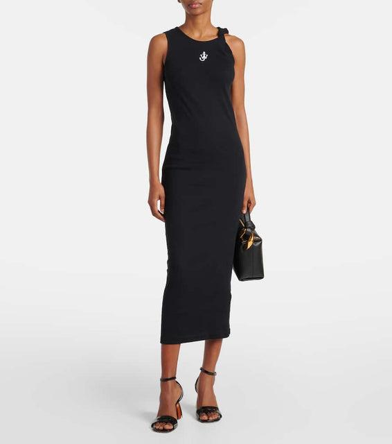 JW Anderson Logo embroidery cotton jersey maxi dress