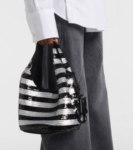 JW Anderson Mini striped sequined tote bag