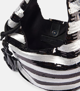 JW Anderson Mini striped sequined tote bag