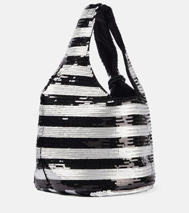 JW Anderson Mini striped sequined tote bag