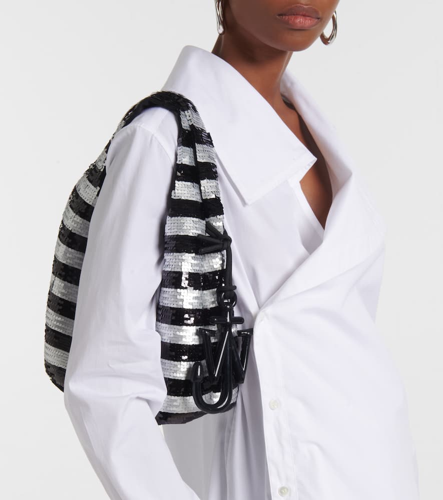 JW Anderson Mini striped sequined tote bag