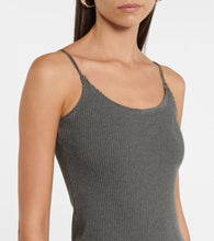 JW Anderson Ribbed-knit cotton and satin midi dress