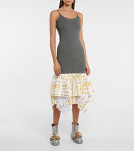 JW Anderson Ribbed-knit cotton and satin midi dress
