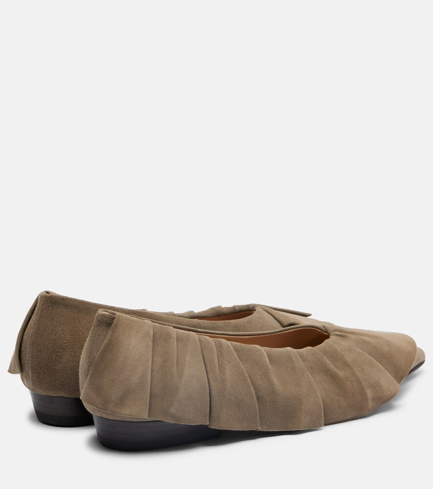 JW Anderson Ruffled suede ballerina flats