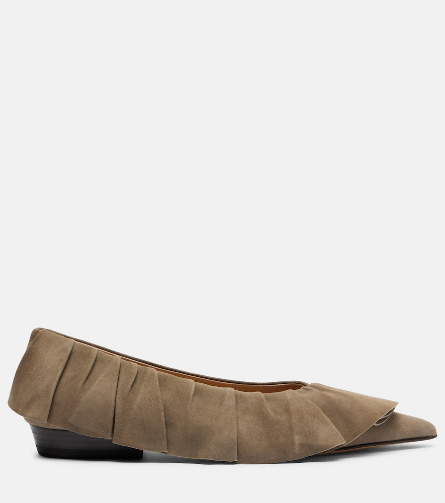 JW Anderson Ruffled suede ballerina flats