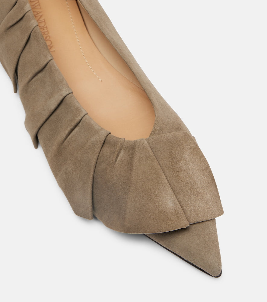 JW Anderson Ruffled suede ballerina flats