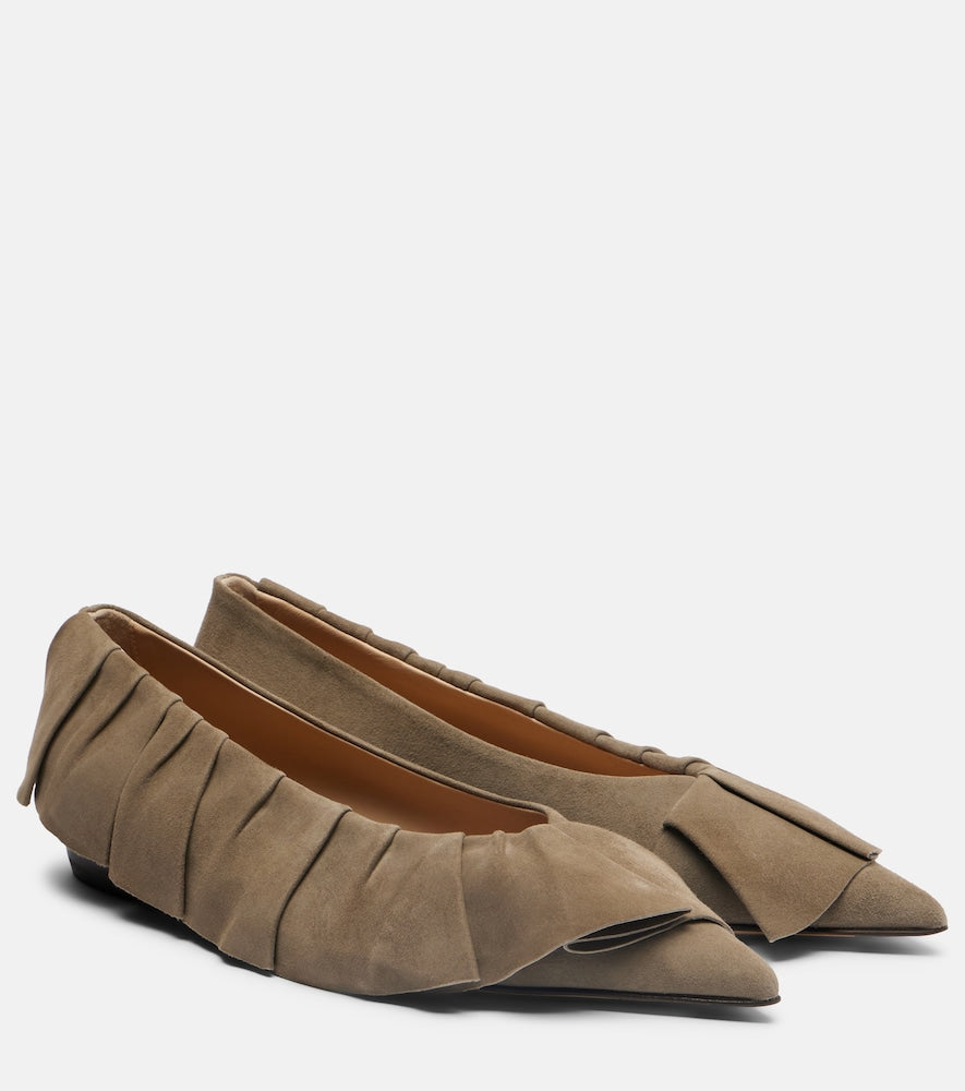 JW Anderson Ruffled suede ballerina flats