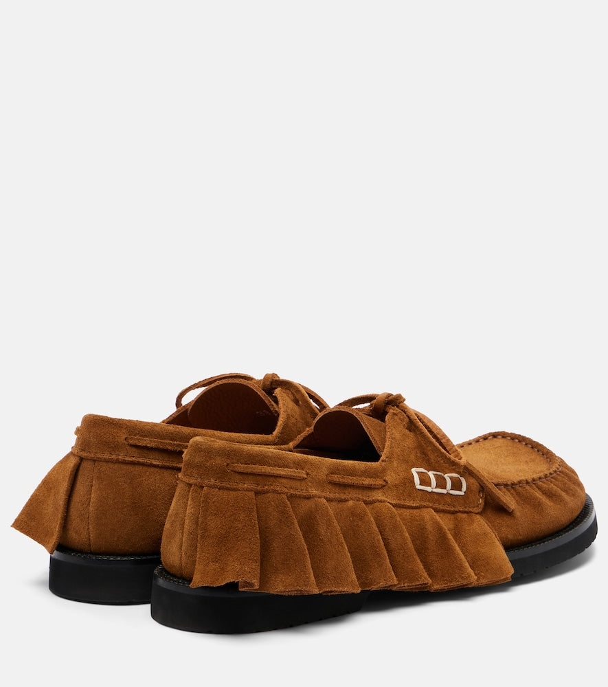 JW Anderson Ruffled suede boat shoes