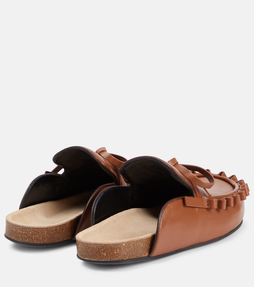 JW Anderson Ruffled leather mules - Brown Mules