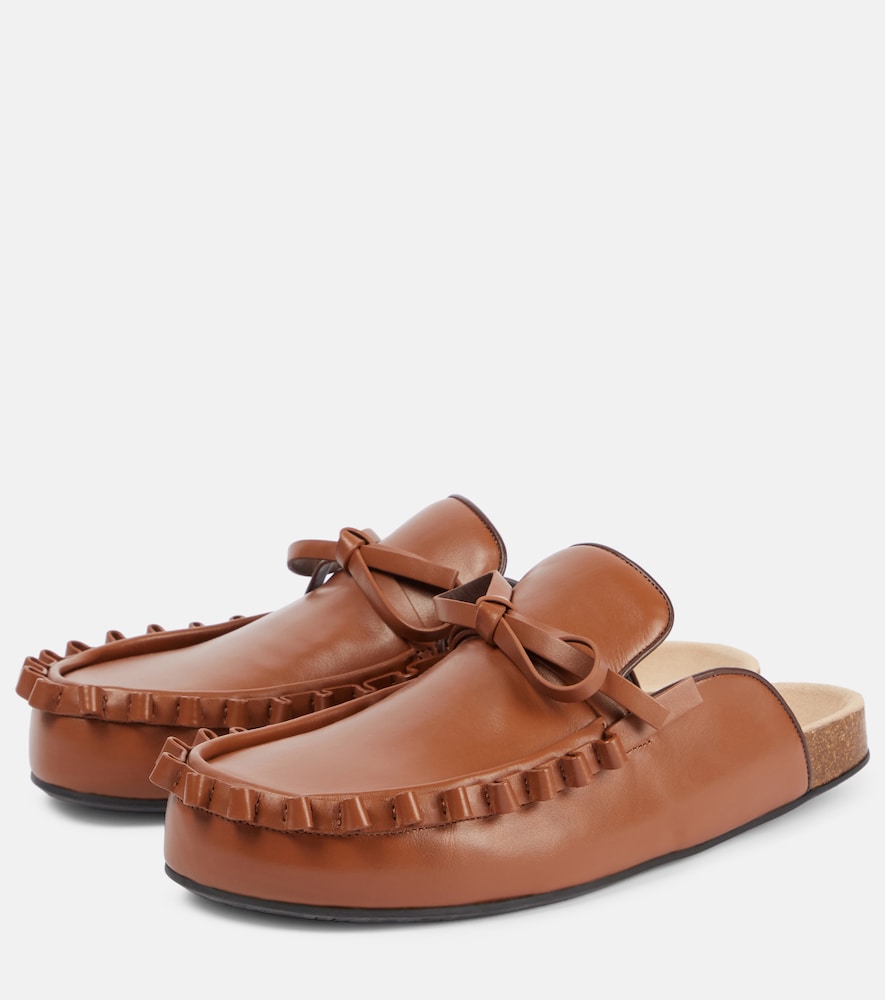 JW Anderson Ruffled leather mules - Brown Mules