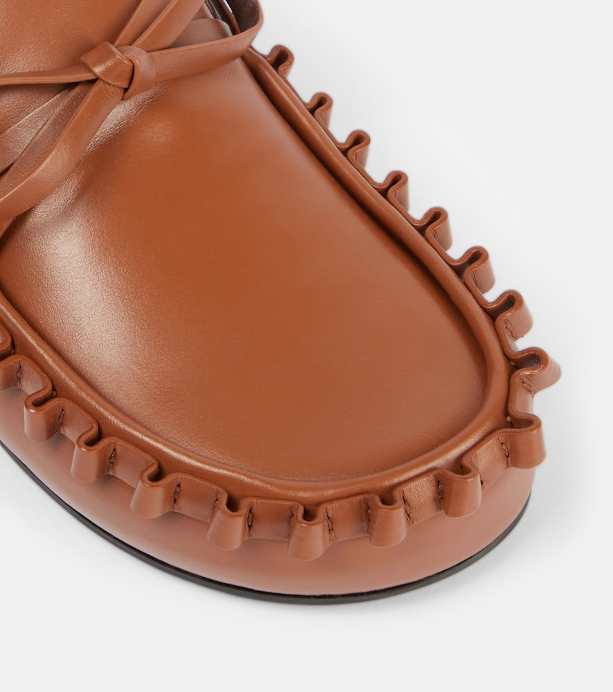 JW Anderson Ruffled leather mules - Brown Mules