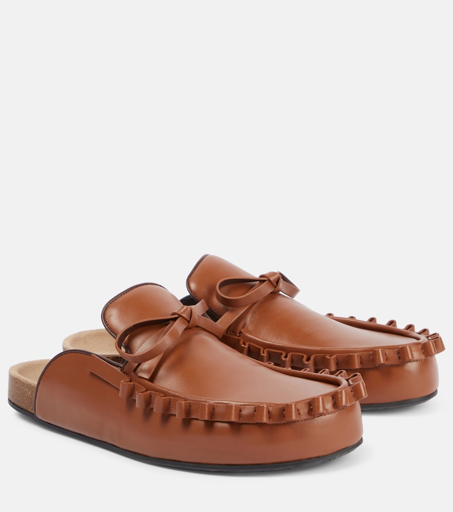 JW Anderson Ruffled leather mules - Brown Mules