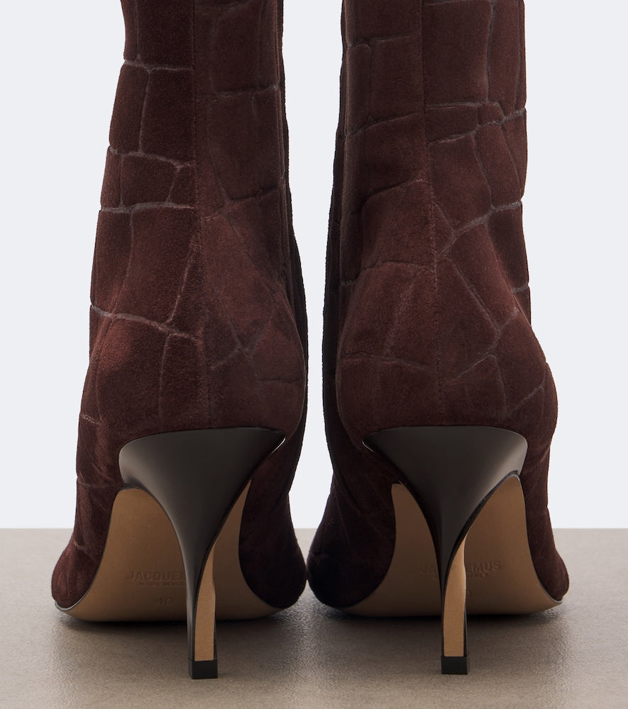 Jacquemus Collant croc-effect suede ankle boots