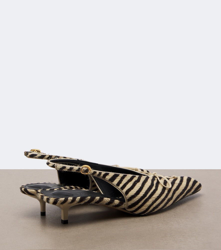 Jacquemus Cubisto calf hair slingback pumps