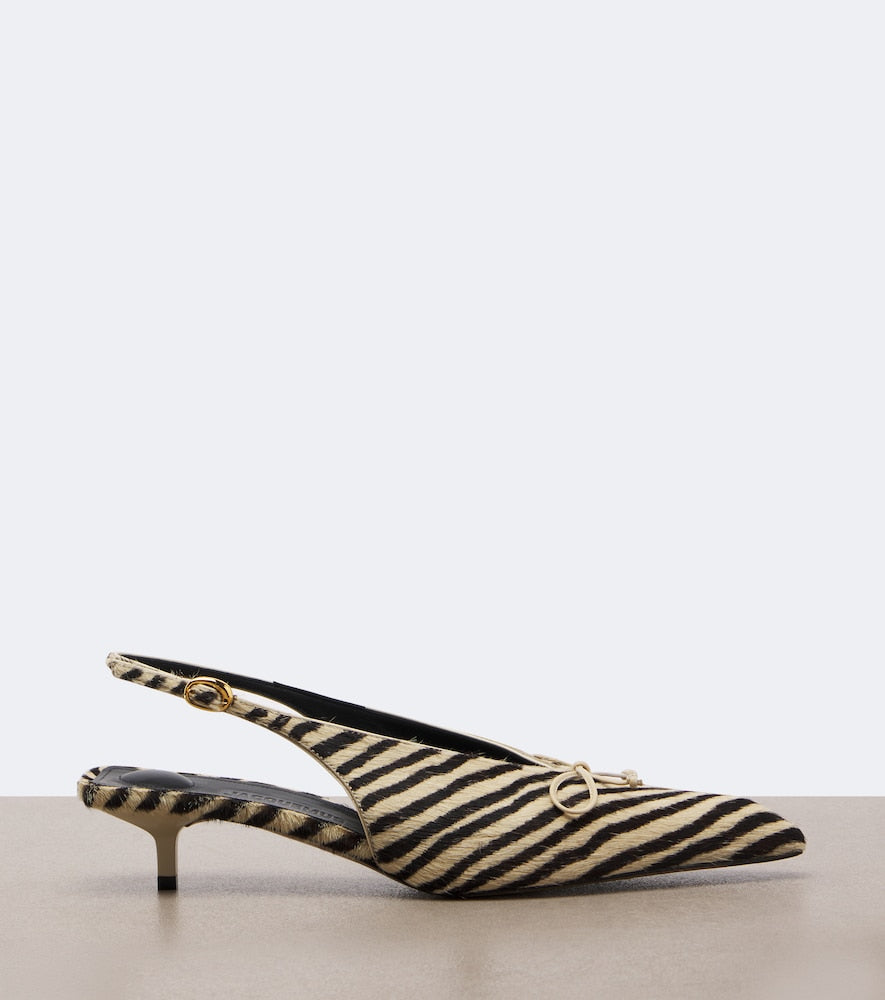 Jacquemus Cubisto calf hair slingback pumps