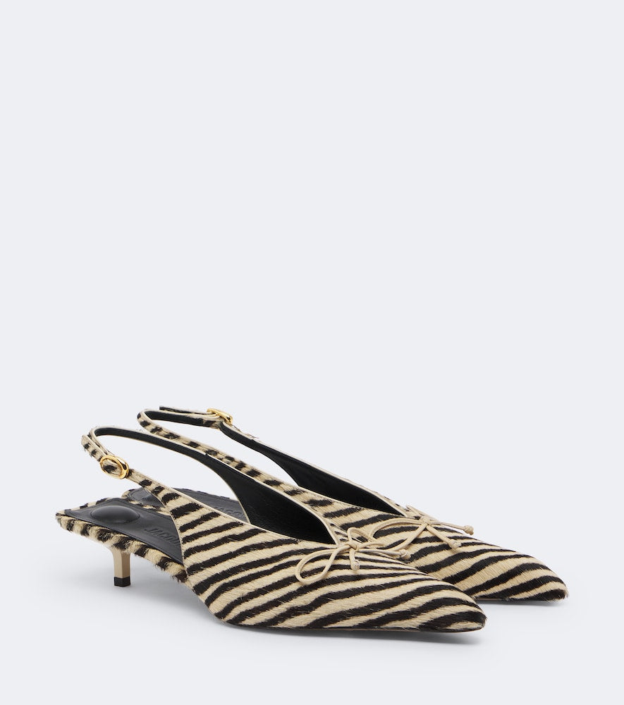 Jacquemus Cubisto calf hair slingback pumps