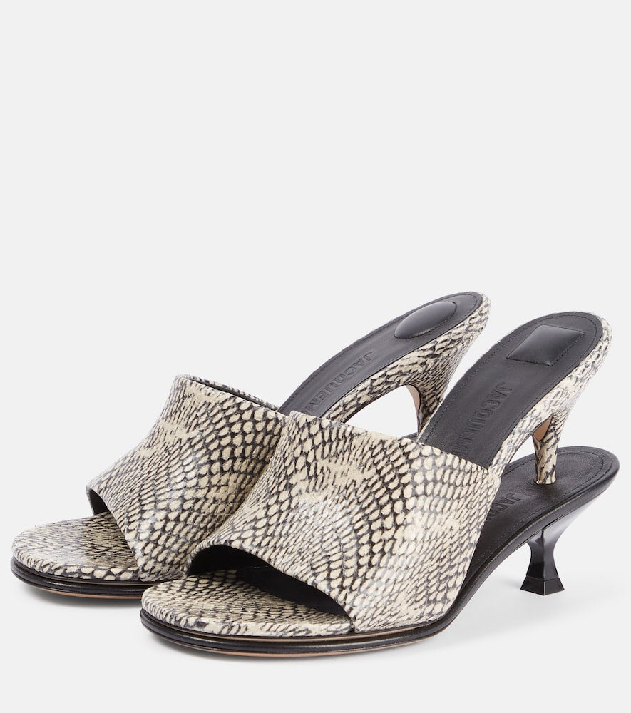 Jacquemus Doubles snake-effect leather mules