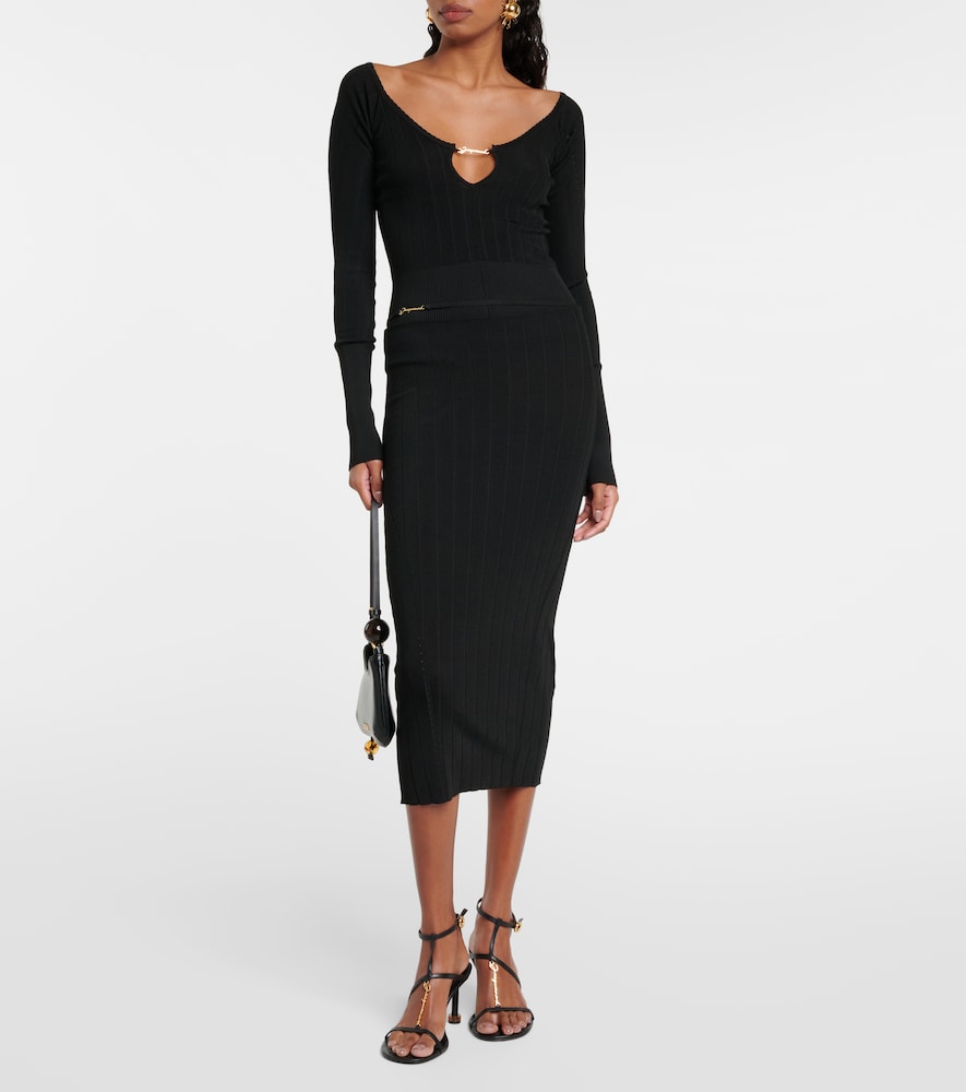 Jacquemus La Jupe Pralu ribbed-knit midi skirt
