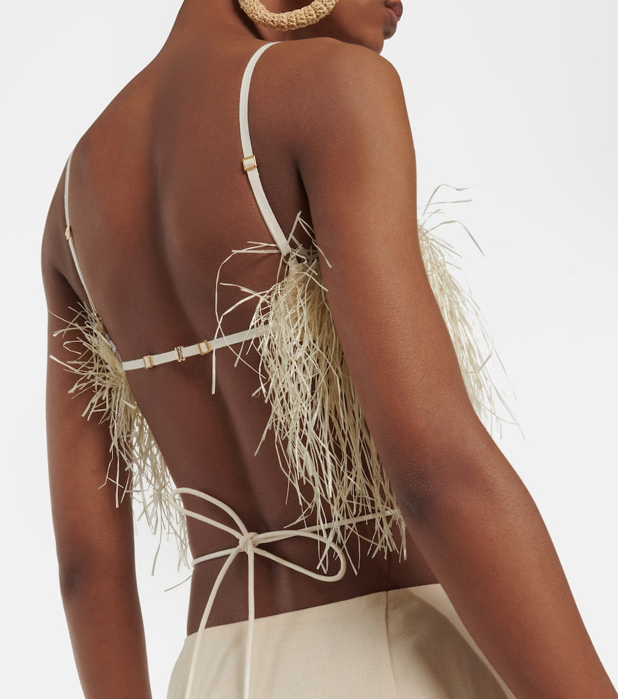 Jacquemus La Robe Raphia fringed midi dress