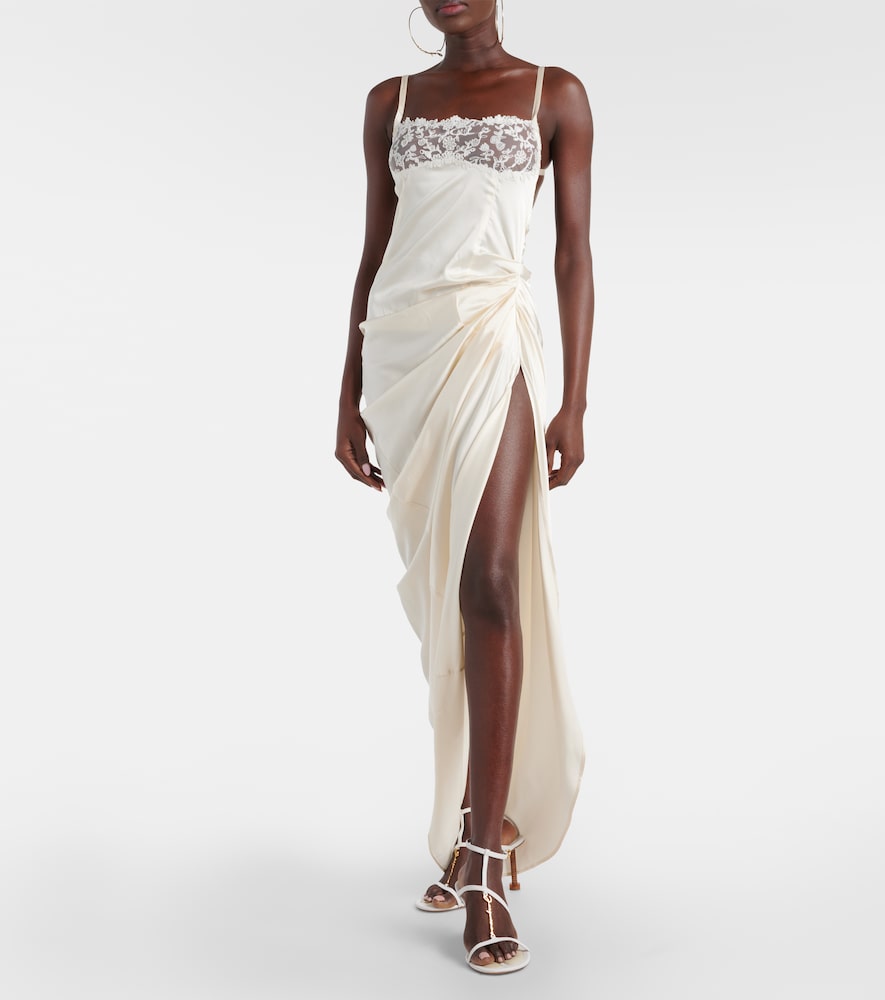 Jacquemus La Saudade Brod√É¬©e satin slip dress