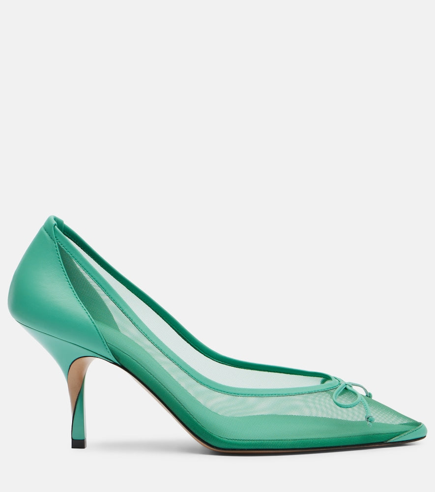Jacquemus Tourni 80 leather-trimmed mesh pumps