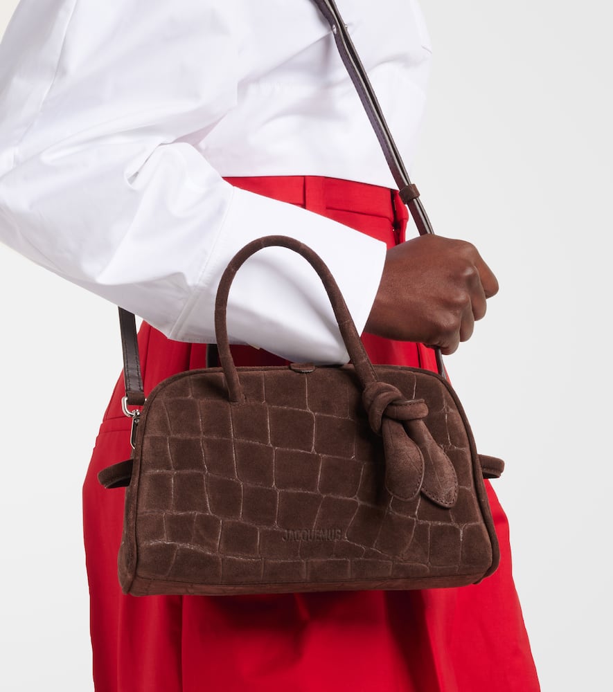 Jacquemus Turismo Small croc-effect suede tote bag