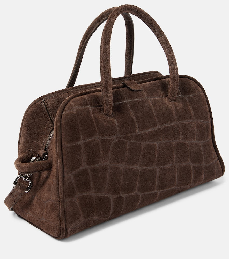 Jacquemus Turismo Small croc-effect suede tote bag