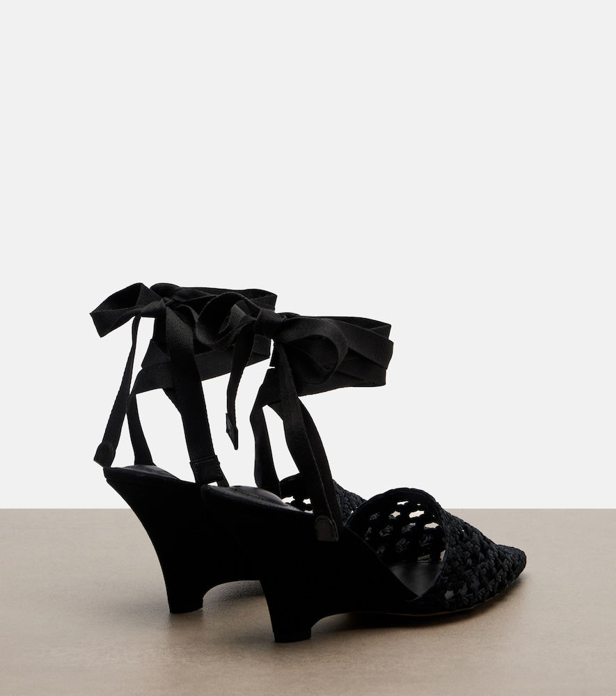 Jacquemus Woven raffia-effect wedges