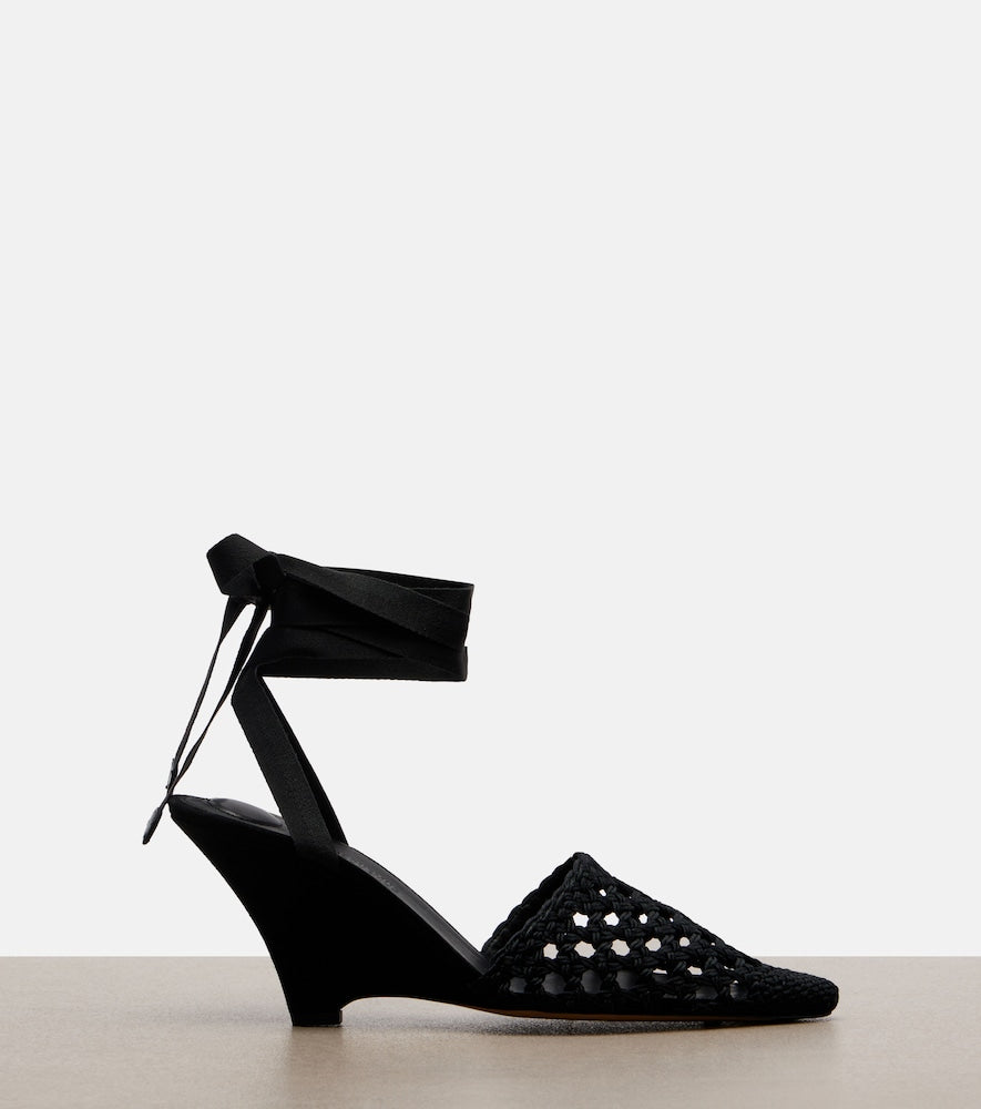 Jacquemus Woven raffia-effect wedges