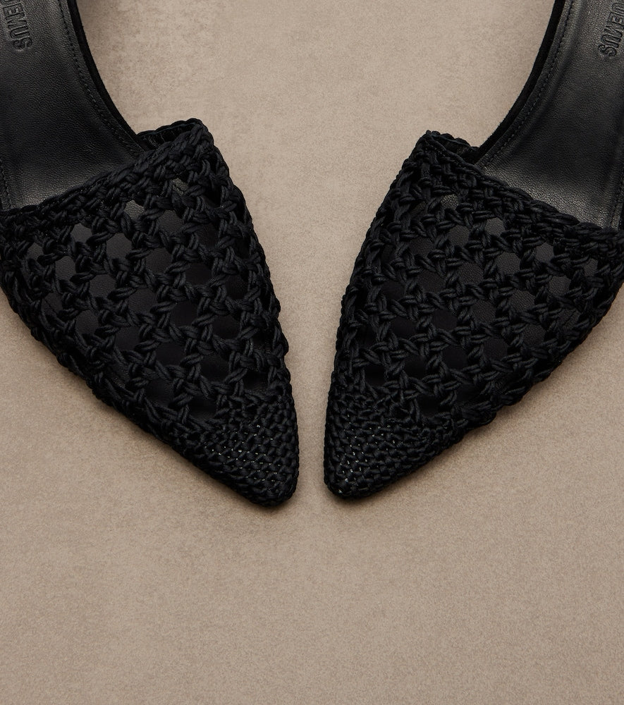 Jacquemus Woven raffia-effect wedges