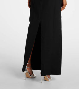Jacques Wei Floral-appliqué wool maxi dress