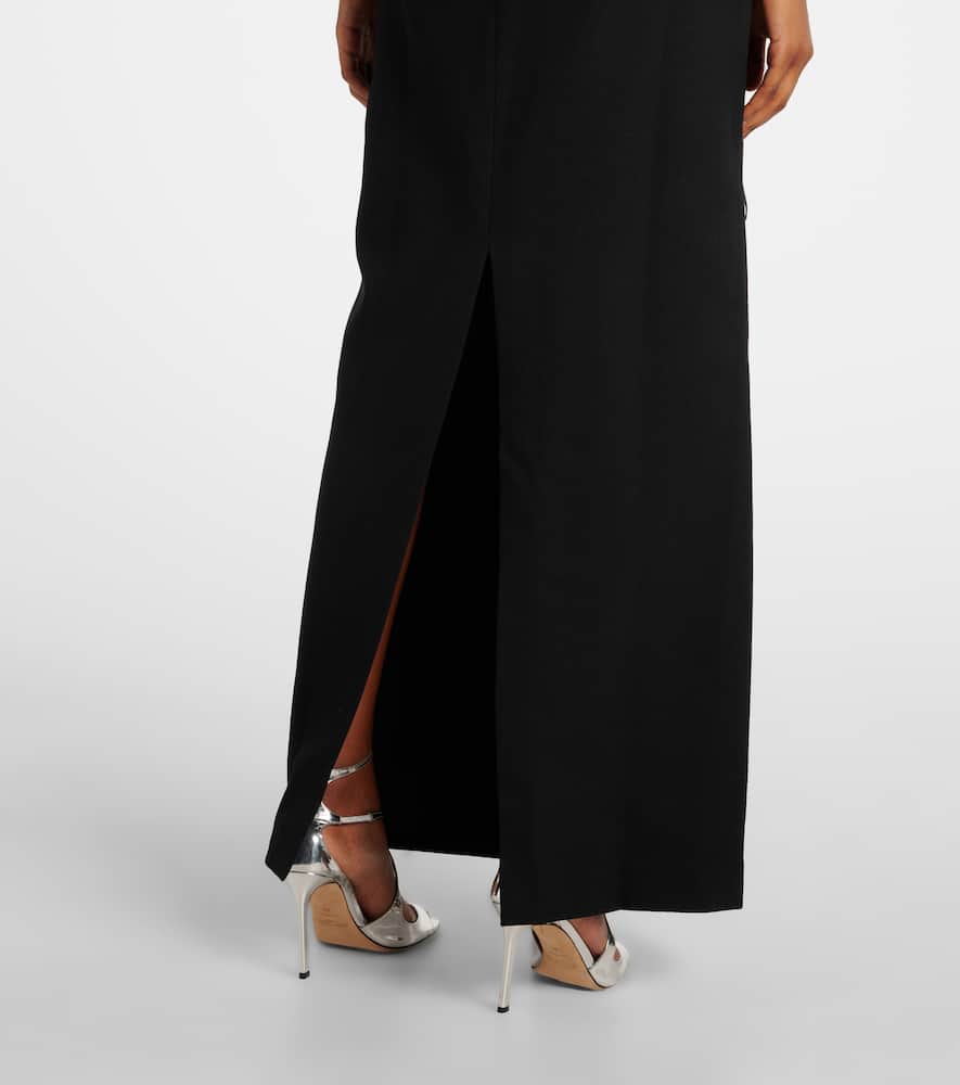 Jacques Wei Floral-appliqué wool maxi dress